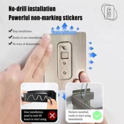 Havendro 2PCS No-Drill Bathroom Shelf Rack Wall Mounted in Black - Size: 50 cm x 80 cm - thumbnail 6