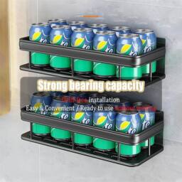Havendro 2PCS No-Drill Bathroom Shelf Rack Wall Mounted in Black - Size: 50 cm x 80 cm - thumbnail 4