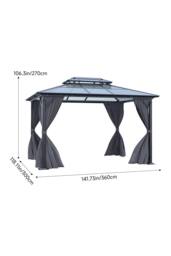 Living and Home 10/12 x 10FT Metal Frame Hardtop Patio Gazebo with Curtains in Dark Grey - Size: Large - thumbnail 6