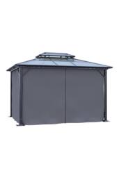 Living and Home 10/12 x 10FT Metal Frame Hardtop Patio Gazebo with Curtains in Dark Grey - Size: Large - thumbnail 4
