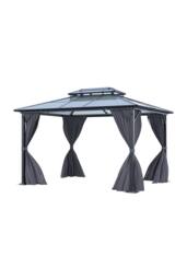 Living and Home 10/12 x 10FT Metal Frame Hardtop Patio Gazebo with Curtains in Dark Grey - Size: Large - thumbnail 3