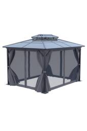 Living and Home 10/12 x 10FT Metal Frame Hardtop Patio Gazebo with Curtains in Dark Grey - Size: Large - thumbnail 5