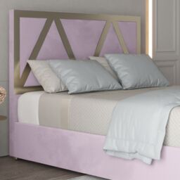 KDMD Belgrave Upholstered Soft Velvet Metal Designer Bed Frame in Pink - Size: Double - thumbnail 4