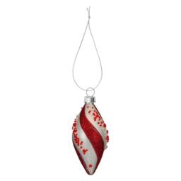 VFM e-Store Christmas Hanging Glass Candy Cane Decoration 14cm x 7cm Red X 1 - Size: 14 cm x 7 cm