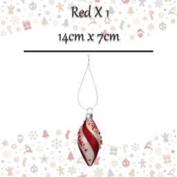 VFM e-Store Christmas Hanging Glass Candy Cane Decoration 14cm x 7cm Red X 1 - Size: 14 cm x 7 cm - thumbnail 2