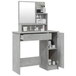 Berkfield Home Beautiful Dressing Table with Mirror Concrete Grey 86.5x35x136 cm - thumbnail 5