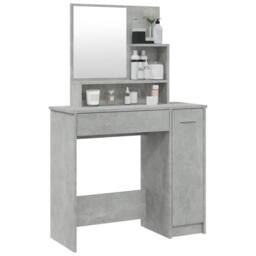 Berkfield Home Beautiful Dressing Table with Mirror Concrete Grey 86.5x35x136 cm - thumbnail 4