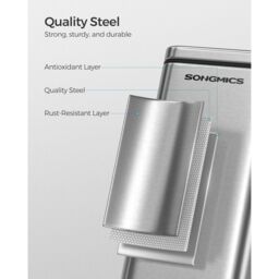 SONGMICS Slim Pedal Bin Small with Lid Soft Close Steel Compact in Silver - thumbnail 6