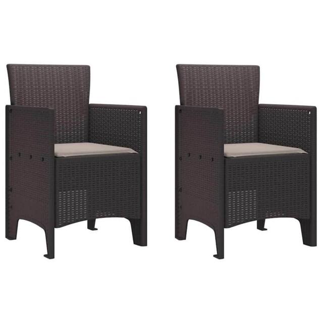 Berkfield Home Garden Chairs with Cushions Set of 2 Brown, Taupe in Brown - image 1