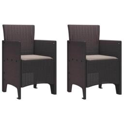 Berkfield Home Garden Chairs with Cushions Set of 2 Brown, Taupe in Brown - thumbnail 1