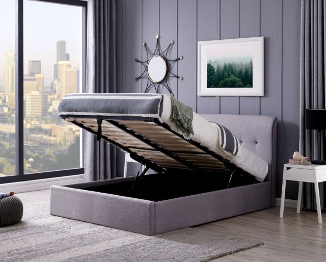 Flintshire Furniture Ltd Carmel End Opening Ottoman Bed in Grey - Size: Double - image 1