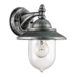 Happy Homewares Classic Style Outdoor Wall Lamp Lantern in Brushed Black Silver with Clear Shade - thumbnail 1