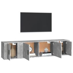 Berkfield Home 3 Piece TV Cabinet Set Concrete Grey Engineered Wood - thumbnail 3