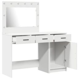 Berkfield Home 2 Piece Dressing Table Set with LED White Engineered Wood - thumbnail 4