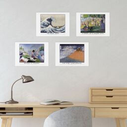 Artery8 Wall Art Print Classic Paintings Seurat Bathers Asnières Sunday La Grande Jatte Hokusai Great Wave Mount Fuji A4 Poster Pack of 4 Wall Art - thumbnail 4