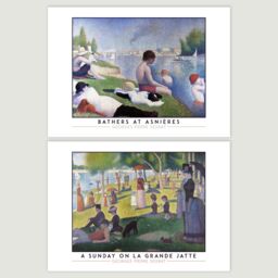 Artery8 Wall Art Print Classic Paintings Seurat Bathers Asnières Sunday La Grande Jatte Hokusai Great Wave Mount Fuji A4 Poster Pack of 4 Wall Art - thumbnail 3