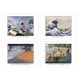 Artery8 Wall Art Print Classic Paintings Seurat Bathers Asnières Sunday La Grande Jatte Hokusai Great Wave Mount Fuji A4 Poster Pack of 4 Wall Art - thumbnail 1
