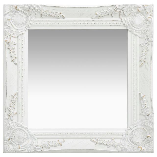 Berkfield Home Wall Mirror Baroque Style 40x40 cm White - image 1