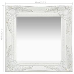 Berkfield Home Wall Mirror Baroque Style 40x40 cm White - thumbnail 5