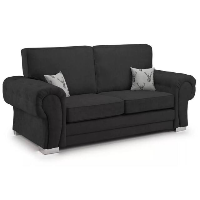 Furniture 786 Chingford Full Back 3 Seater Sofa Chenille Fabric in Black - image 1