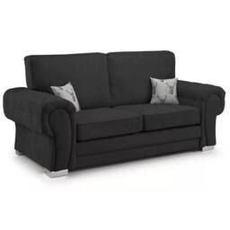Furniture 786 Chingford Full Back 3 Seater Sofa Chenille Fabric in Black - thumbnail 1