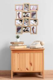 Arpan Multi Aperture Picture Wooden Photo Frame Holds 12 x 6x4 Inch Photo Frames, Collage Picture Wall-Mounted Frame in Natural - thumbnail 5