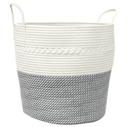 Berkfield Home Storage Basket Grey & White √ò43x38 cm Cotton - Size: 43x38 cm