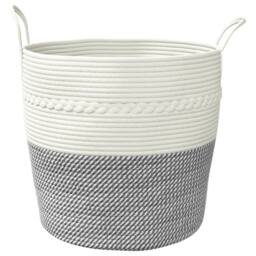Berkfield Home Storage Basket Grey & White √ò43x38 cm Cotton - Size: 43x38 cm - thumbnail 4