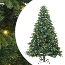 Berkfield Home Artificial Christmas Tree with 300 LEDs Green 240 cm PE & PVC - thumbnail 2