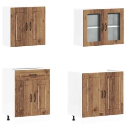 Berkfield Home 4 Piece Kitchen Cabinet Set Kalmar Old Wood Engineered Wood in Brown - thumbnail 4