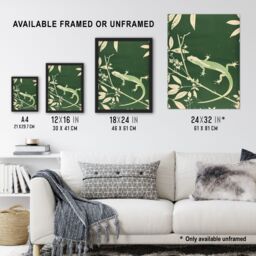 "Artery8 Green Eastern Newt Nature Animal Lover Wall Art Print - Size: W24"" x H32""" - thumbnail 3