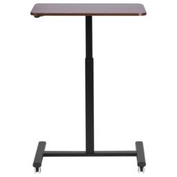 Wyld and Coco Mobile Adjustable Laptop Desk Dark Brown Steel Wheeled Sit Stand - thumbnail 4