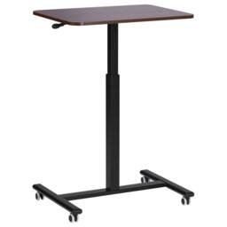 Wyld and Coco Mobile Adjustable Laptop Desk Dark Brown Steel Wheeled Sit Stand - thumbnail 2
