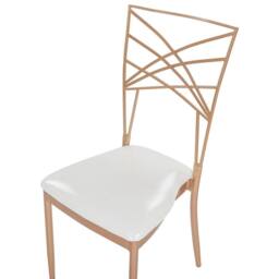 Wyld and Coco Set 2 Rose Gold Metal Dining Chairs White Faux Leather Seat Pad - thumbnail 7