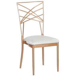 Wyld and Coco Set 2 Rose Gold Metal Dining Chairs White Faux Leather Seat Pad - thumbnail 5