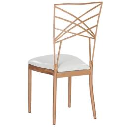 Wyld and Coco Set 2 Rose Gold Metal Dining Chairs White Faux Leather Seat Pad - thumbnail 6