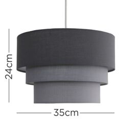 ValueLights Aztec Grey Shades Three Tier Easy Fit Ceiling Pendant Light Lamp Shade in Dark Grey - thumbnail 8