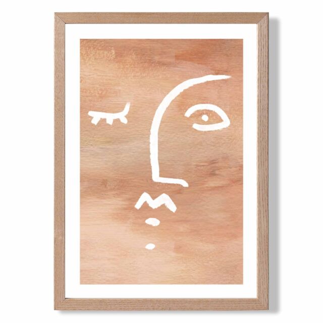 ARTZE Abstract Terracotta Face Framed Print SIZE: A4 with Oak Frame - image 1