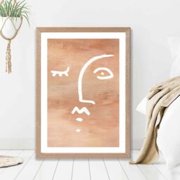 ARTZE Abstract Terracotta Face Framed Print SIZE: A4 with Oak Frame - thumbnail 2