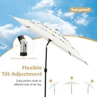 Costway 3 X 3M Patio Umbrella 3-Tier Double Vented Outdoor Crank Umbrella Market Table Umbrella in Beige - thumbnail 4