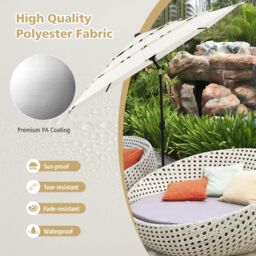 Costway 3 X 3M Patio Umbrella 3-Tier Double Vented Outdoor Crank Umbrella Market Table Umbrella in Beige - thumbnail 6