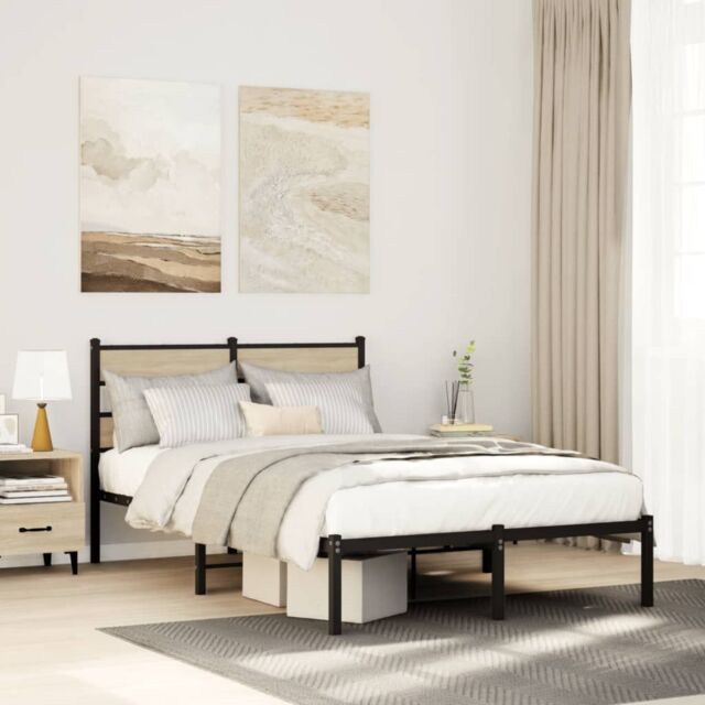 Berkfield Home Metal Bed Frame without Mattress Sonoma Oak 120x200 cm in Brown - image 1