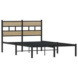 Berkfield Home Metal Bed Frame without Mattress Sonoma Oak 120x200 cm in Brown - thumbnail 3