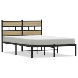 Berkfield Home Metal Bed Frame without Mattress Sonoma Oak 120x200 cm in Brown - thumbnail 2