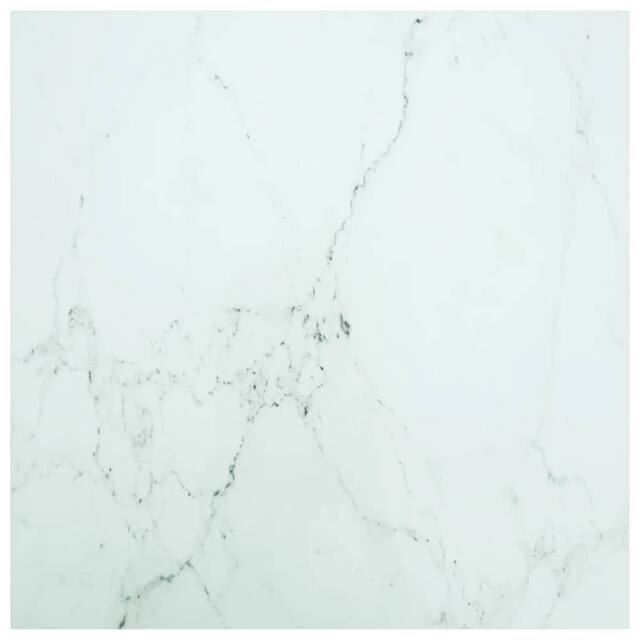 Berkfield Home Table Top White 80x80 cm 6 mm Tempered Glass with Marble Design - image 1