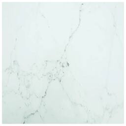Berkfield Home Table Top White 80x80 cm 6 mm Tempered Glass with Marble Design - thumbnail 1