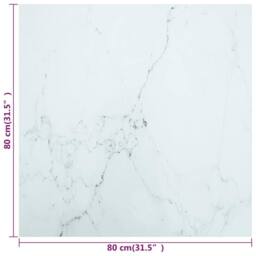 Berkfield Home Table Top White 80x80 cm 6 mm Tempered Glass with Marble Design - thumbnail 5