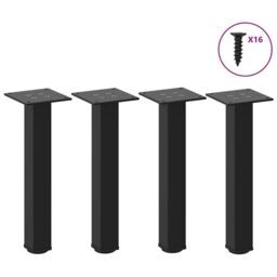 Berkfield Home Coffee Table Legs 4 pcs Black 30-32 cm Steel - thumbnail 1