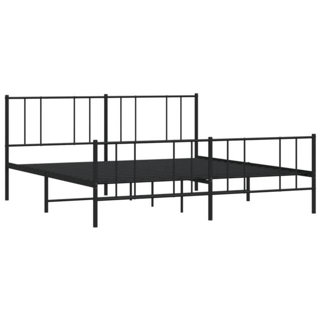 Berkfield Home Metal Bed Frame with Headboard & Footboard Black 200x200 cm - image 1