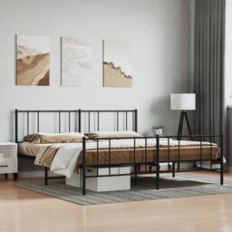 Berkfield Home Metal Bed Frame with Headboard & Footboard Black 200x200 cm - thumbnail 2